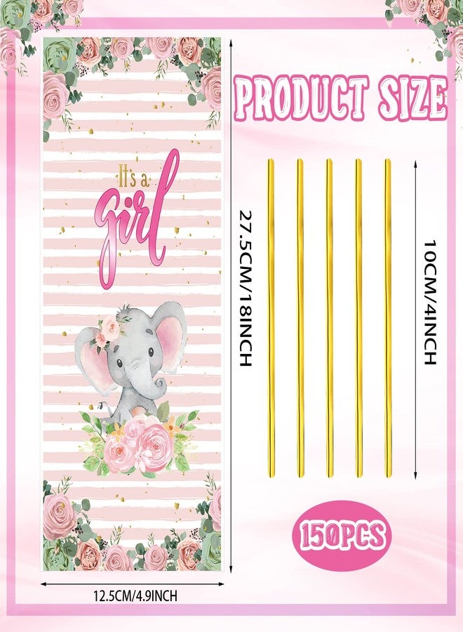 Yinder 100 Pack Pink Elephant Baby Shower Cellophane Treat Bags Cute Pink Elephant Candy Goodie Bags Baby Shower Favor Supplies with 150 Pieces Gold Twist Ties for Gender Reveal Birthday Party Supplies - Image 4